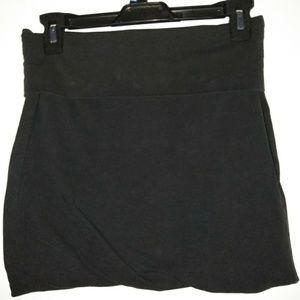 Black fold-over mini skirt